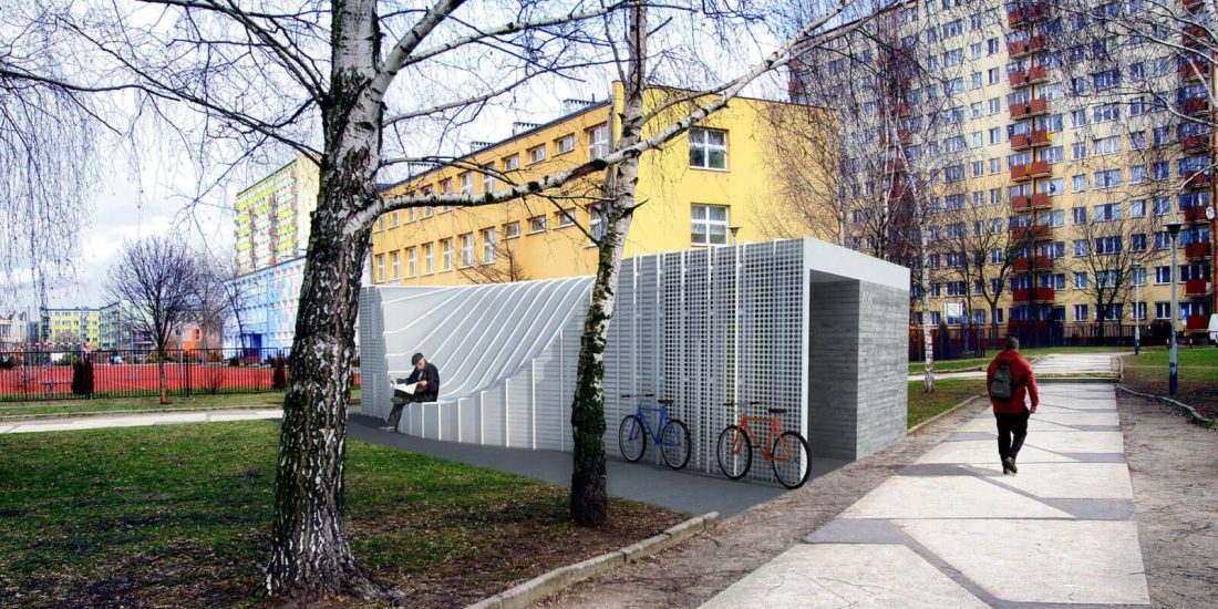 Projekt na konkurs KOŁO toaleta publiczna w Płocku zaprojektowany przez biuro architektoniczne Format architekt Kraków miniatura